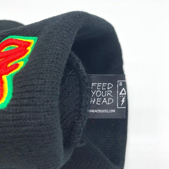 New UNIF x Bad Acid Black Embroidered Beanie Hat - Picture 4 of 5